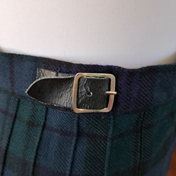Vintage Ben Nevis Women's Wool Kilt Pleated Tartan Midi Skirt Blue Green - Picture 7 of 12